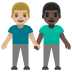 👨🏼‍🤝‍👨🏿 men holding hands: medium-light skin tone, dark skin tone display on Google